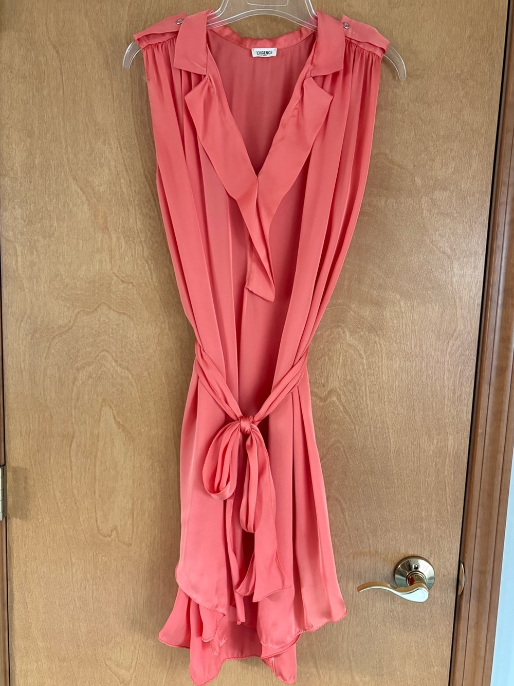 L'AGENCE SILKY TANGERINE V-NECK DRESS SIZE 2
